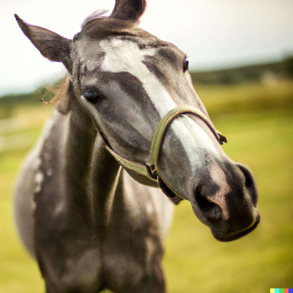 a horse, photograph, f1.4, very shallow depth of field